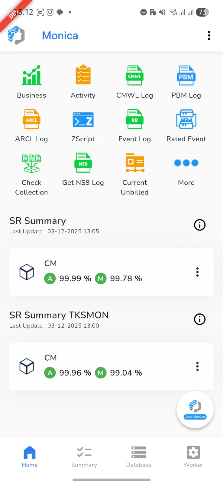 Screenshot of Monica Pro project showing the main interface and features