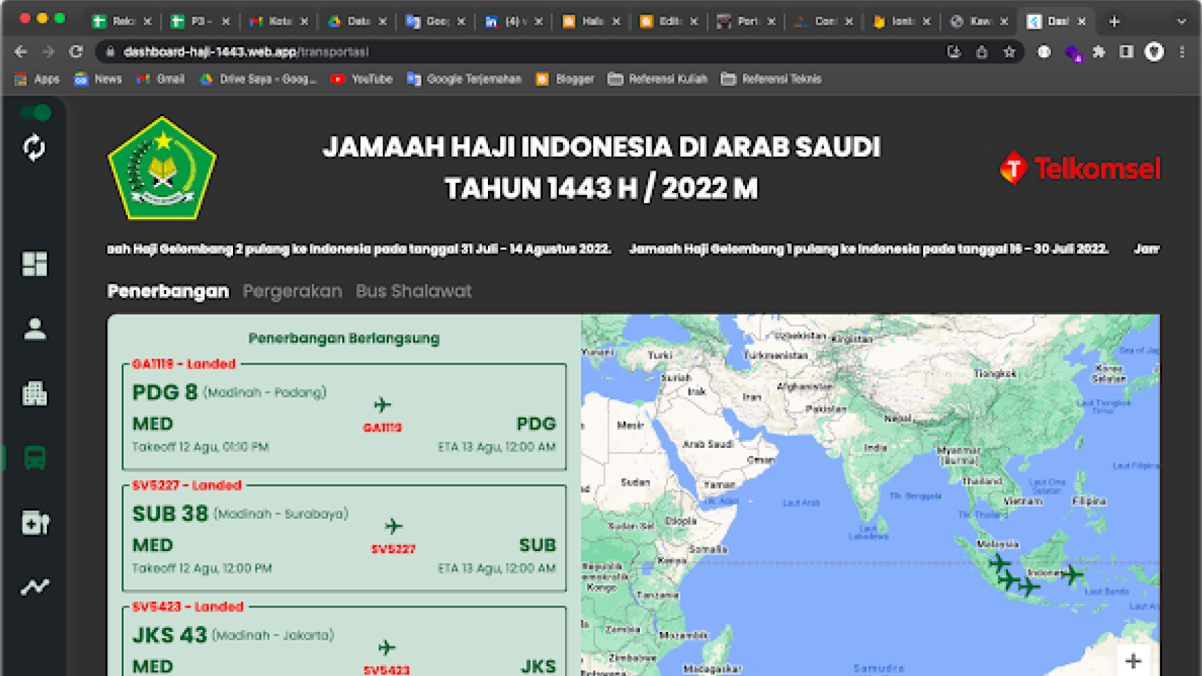 Screenshot of Dashboard Haji project showing the main interface and features