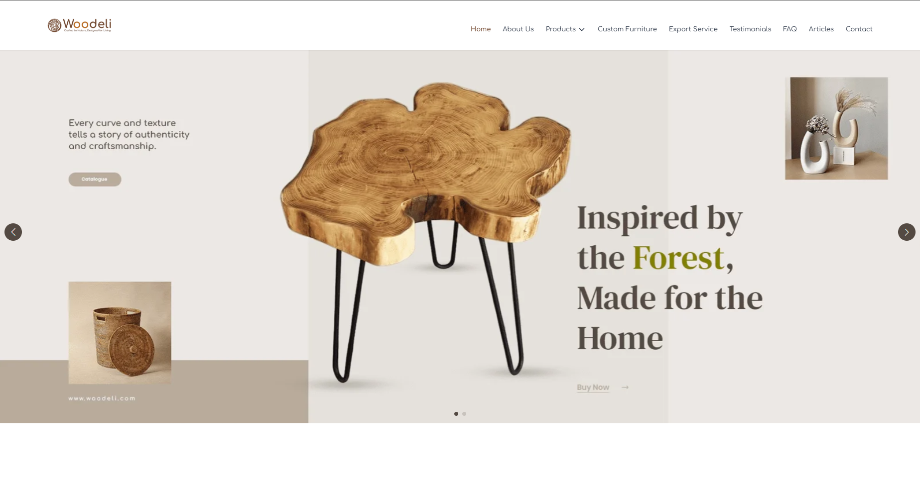 Woodeli.com project showing the main interface and features