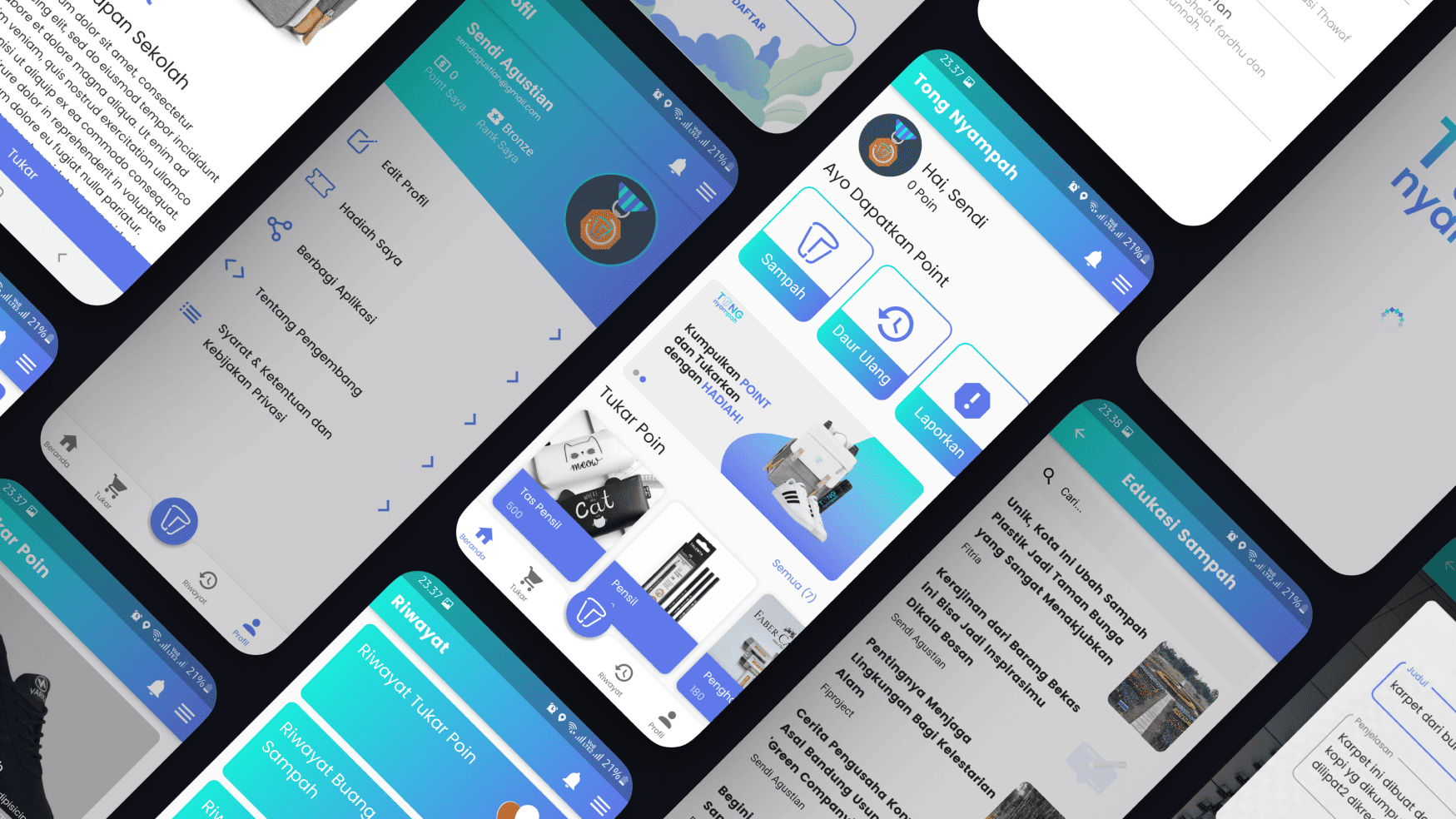 Tong Nyampah project showing the main interface and features